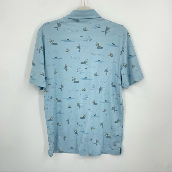 Travis Mathew Polo Shirt Mens Medium Going Rogue Party Parrots Pelicans Beer - Picture 5 of 7